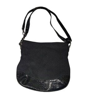 Nine & Company Black Canvas Faux Crocodile‎ Shoulder Bag designer M mobwife